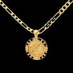 Load image into Gallery viewer, Gold Filled Tarnish Proof Sovereign Pendant with Black Stones & CZ