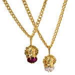 Load image into Gallery viewer, 18K Gold Filled Lion Head With Ruby And CZ