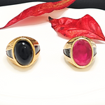 Load image into Gallery viewer, Mens Onyx Rings In Black & Red Stone