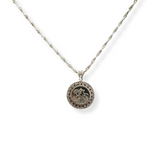 Load image into Gallery viewer, Silver Rhodium Plated Tarnish Free Sovereign Pendant Necklace with Ruby & CZ