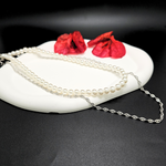 Load image into Gallery viewer, Silver Rhodium Plated Chain & Pearl Duo