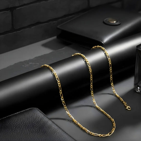 18K Gold Filled Classic Figaro Link Chain Necklace – Diamond-Cut Gold Chain for Men & Women