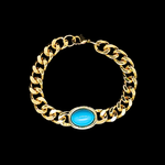 Load image into Gallery viewer, 18K Gold Filled Curb Cuban Link Bracelet with Blue Stone