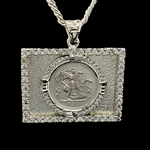 Load image into Gallery viewer, Silver Rhodium Plated Square Sovereign Pendant with CZ