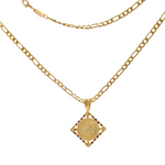 Load image into Gallery viewer, 18K Gold Filled Square Sovereign Pendant Necklace
