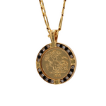 Load image into Gallery viewer, Gold Filled Tarnish Proof Sovereign Pendant with Black Stones & CZ