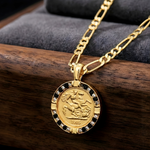 Load image into Gallery viewer, Gold Filled Tarnish Proof Sovereign Pendant with Black Stones & CZ
