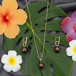 Load image into Gallery viewer, 18K Gold Filled Hawaiian Grey Pearl Set