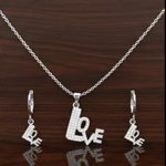 Load image into Gallery viewer, 18K Rose Gold Filled LOVE Pendant Necklace With Earrings