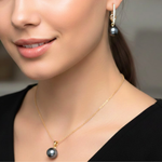 Load image into Gallery viewer, 18K Gold Filled Hawaiian Grey Pearl Set