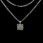 Load image into Gallery viewer, Silver Rhodium Plated Square Sovereign Pendant Necklace