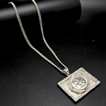 Load image into Gallery viewer, Silver Rhodium Plated Square Sovereign Pendant with CZ