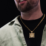 Load image into Gallery viewer, 18K Gold Filled Square Sovereign With Black & White Stones