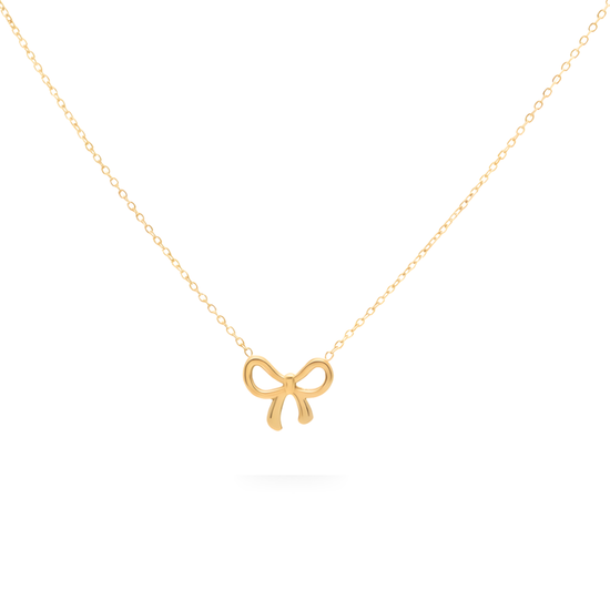 18K Gold Filled Ribbon Bow Pendant Necklace – Minimalist Everyday Fine Jewelry for Women