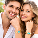 Load image into Gallery viewer, 18K Gold Filled Curb Cuban Link Bracelet with Blue Stone