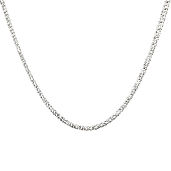 Silver Interlinked Woven Chain Necklace (60cm x 8mm) – Heavyweight Textured Silver Franco Wheat Chain for Men & Women