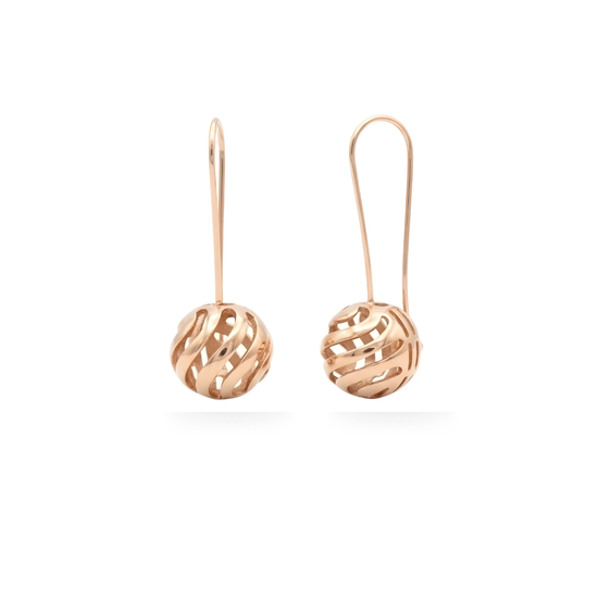 18K Gold Filled Filigree Swirl Sphere Drop Earrings – Hollow Openwork Spiral Ball Wire Earrings for Women