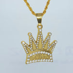 Load image into Gallery viewer, Gold Toned Iced Out Crown King Necklace