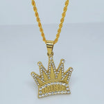 Load image into Gallery viewer, Gold Toned Iced Out Crown King Necklace