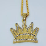 Load image into Gallery viewer, Gold Toned Iced Out Crown King Necklace