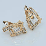 Load image into Gallery viewer, Gold Toned Geometrical Shape CZ Earrings