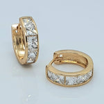 Load image into Gallery viewer, Gold Toned Diamond Huggies Hoop Earrings
