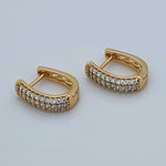Load image into Gallery viewer, Gold Toned Reversible CZ Earrings
