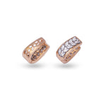Load image into Gallery viewer, Gold Toned Reversible Huggee Stud CZ Earrings