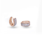 Load image into Gallery viewer, Gold Toned Reversible Huggee Stud CZ Earrings