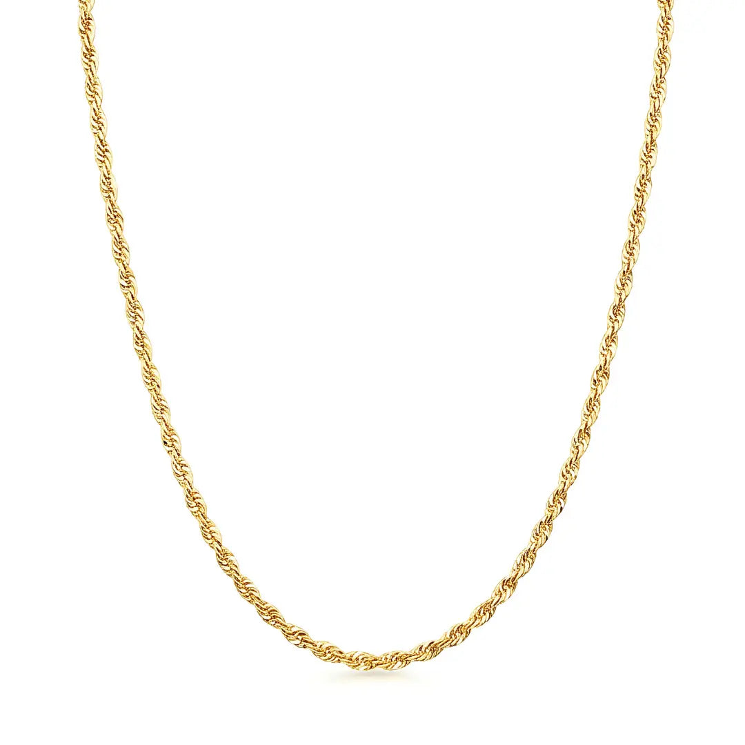 18K Gold Filled Square Rope Chain Necklace – 60cm 3mm Diamond-Cut Twisted Link Chain for Men & Women