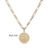 18K Gold Filled 1918 Sovereign Coin Pendant Necklace – 24mm x 24mm Medallion with 60cm 4mm Figaro Chain for Men & Women