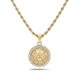 60CM x 6MM 18K Gold Filled Medusa Head Pendant Necklace with Iced Crystal Border Rope Chain – Tarnish-Proof Luxury Jewelry