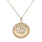 18K Gold Filled Allah Pendant Necklace – 40mm Arabic Calligraphy Geometric Medallion with Pavé Accents & 60cm Delicate Chain for Men & Women