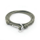 Adjustable Anchor Wrap Paracord Bracelet – 3-Wrap 3mm Braided Nautical Cord Bracelet with Metal Anchor Clasp for Men