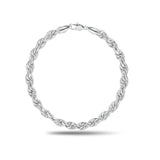 Silver Rope Chain Bracelet – 21cm 6mm Twisted Spiral Link Bracelet with Lobster Clasp for Men