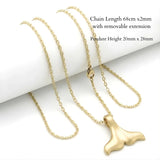 18K Gold Filled Hawaiian Whale Tail Pendant Necklace – 20mm x 28mm Ocean Fluke Charm with 68cm Adjustable 2mm Cable Chain for Men