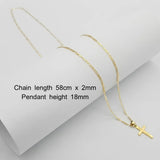 14K Gold Filled Latin Cross Necklace – 18mm Polished Cross Pendant with 58cm x 2mm Italian Figaro Chain for Men & Women