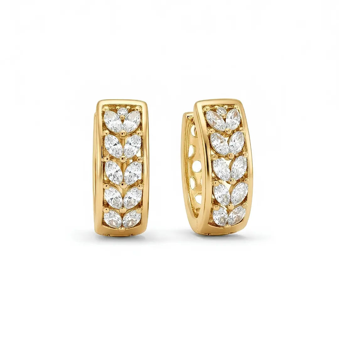 18K Gold Filled Diamond Huggie Earrings – 12mm Delicate Pavé Crystal Mini Hoop Earrings for Women
