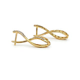18K Gold Filled Egyptian Pattern Huggie Earrings with Cubic Zirconia – 12mm Wavy Textured Heritage Hoop Earrings for Women