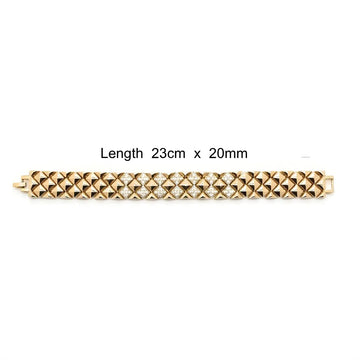 18K  Gold Filled Pyramid Stud Pavé CZ Bracelet – Geometric Clous de Paris Crystal Statement Link Bracelet for Women & Men