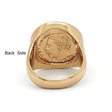 18K Gold Filled 1916 Full Sovereign Ring – Vintage Commemorative Coin Medallion Statement Band for Men