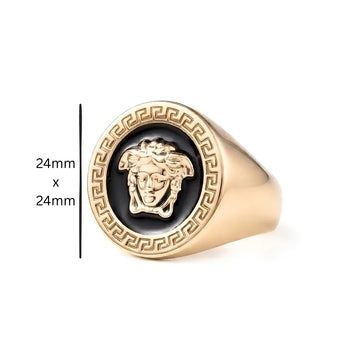 18K Gold Filled Imperial Crest Ring – Sculpted Heraldic Signet Statement Ring for Men