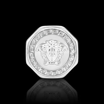 Silver Rhodium Plated Mythic Head Statement Ring – Sculpted High-Relief Figural Ring for Men