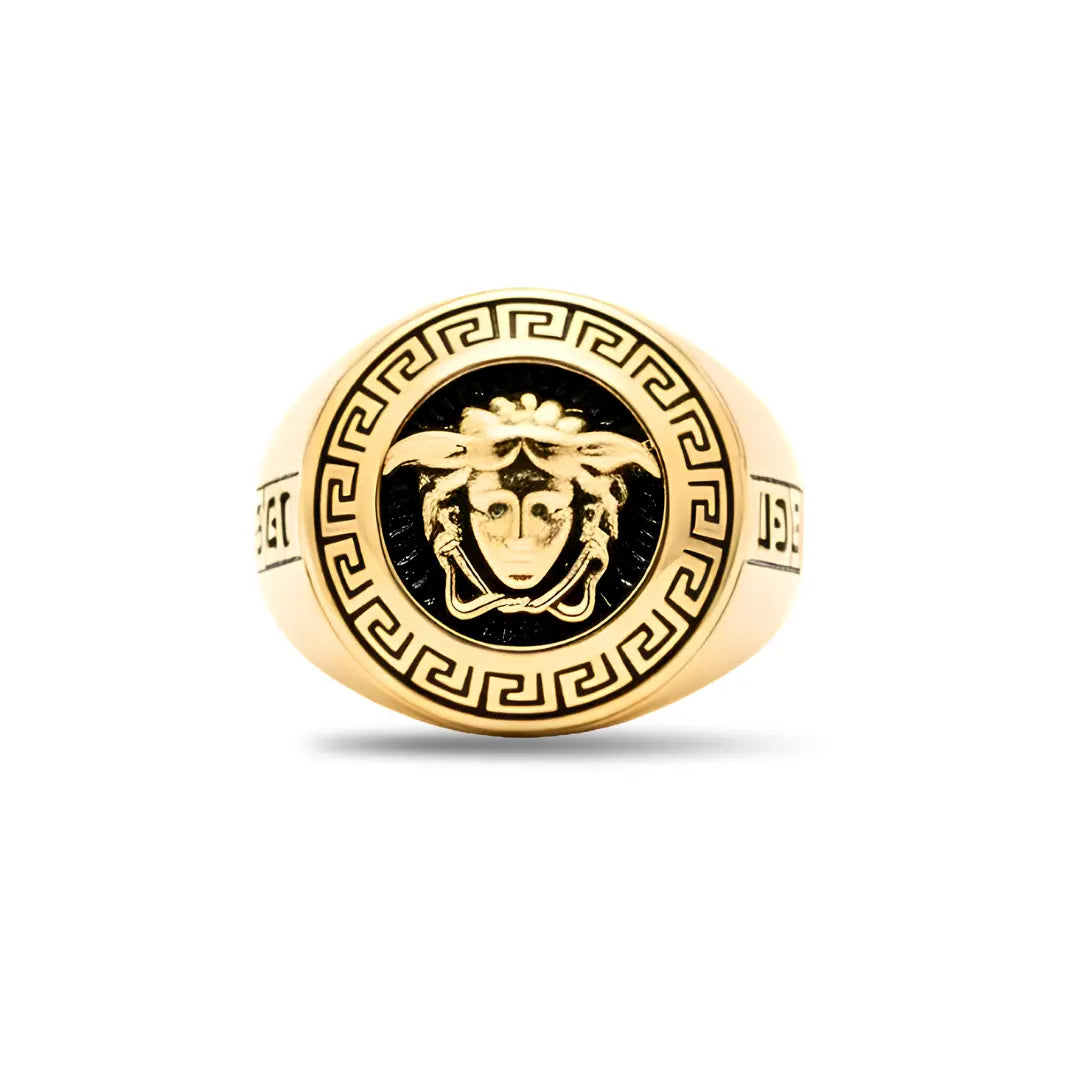 18K Gold Filled Legendary Face Ring – Sculpted High-Relief Figural Statement Signet for Men