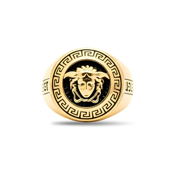 18K Gold Filled Legendary Face Ring – Sculpted High-Relief Figural Statement Signet for Men