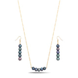 18K Gold Filled Black Baroque Pearl Set – 40mm Statement Organic Pendant Necklace with 60cm Figaro Chain & 40mm Matching Drop Earrings