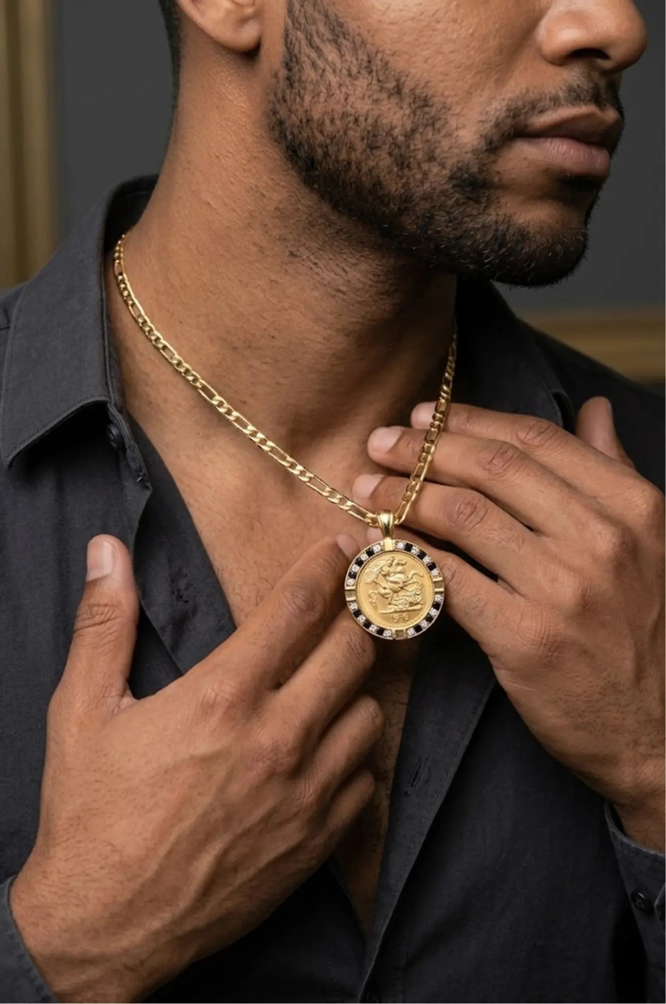 18k Gold Filled Sovereign Medallion Necklace