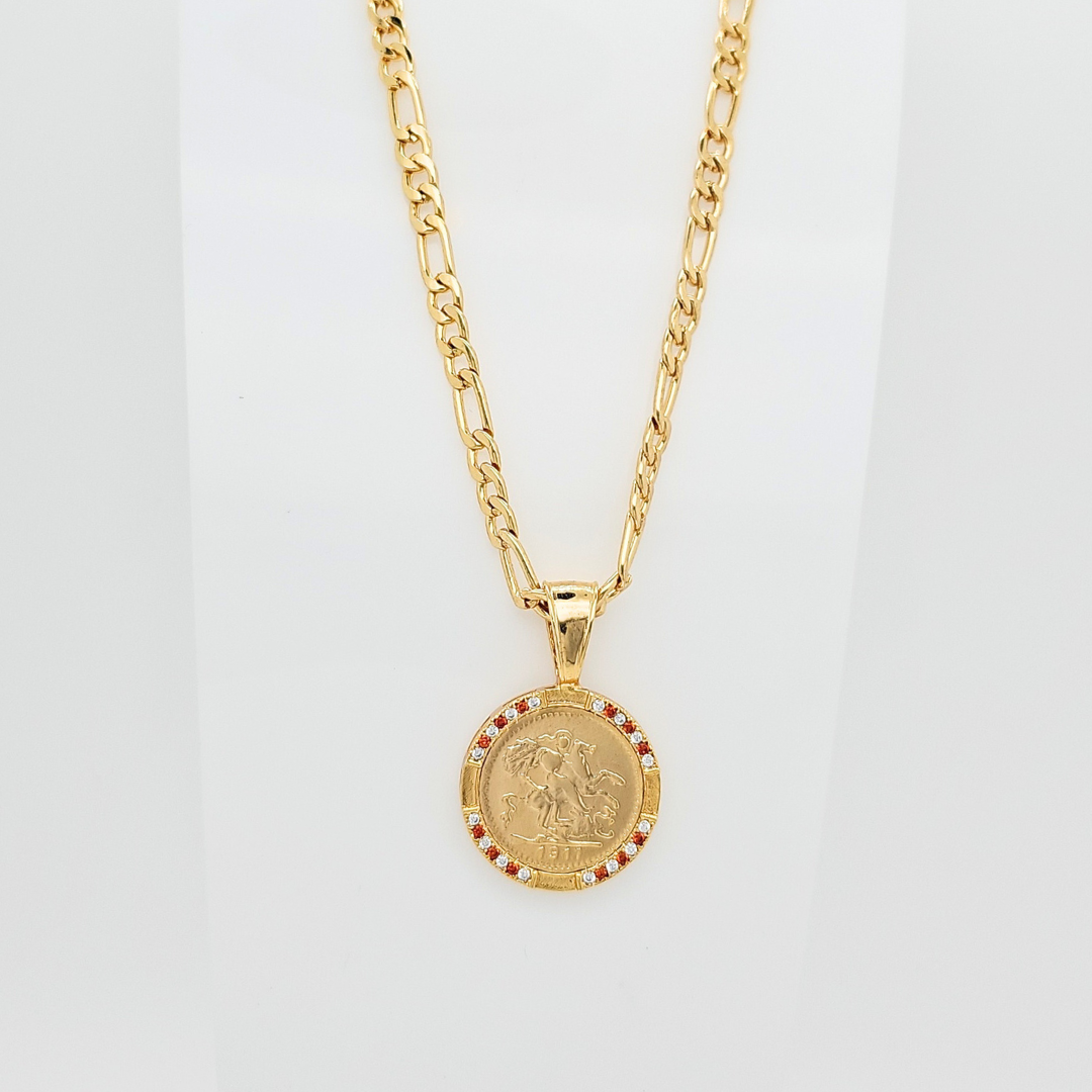 18K Gold Filled 1913 Sovereign Pendant Necklace