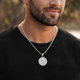 Serenity Prayer & Praying Hands Medallion Necklace (Black, Gold & Silver Tone) – 52cm Belcher Chain