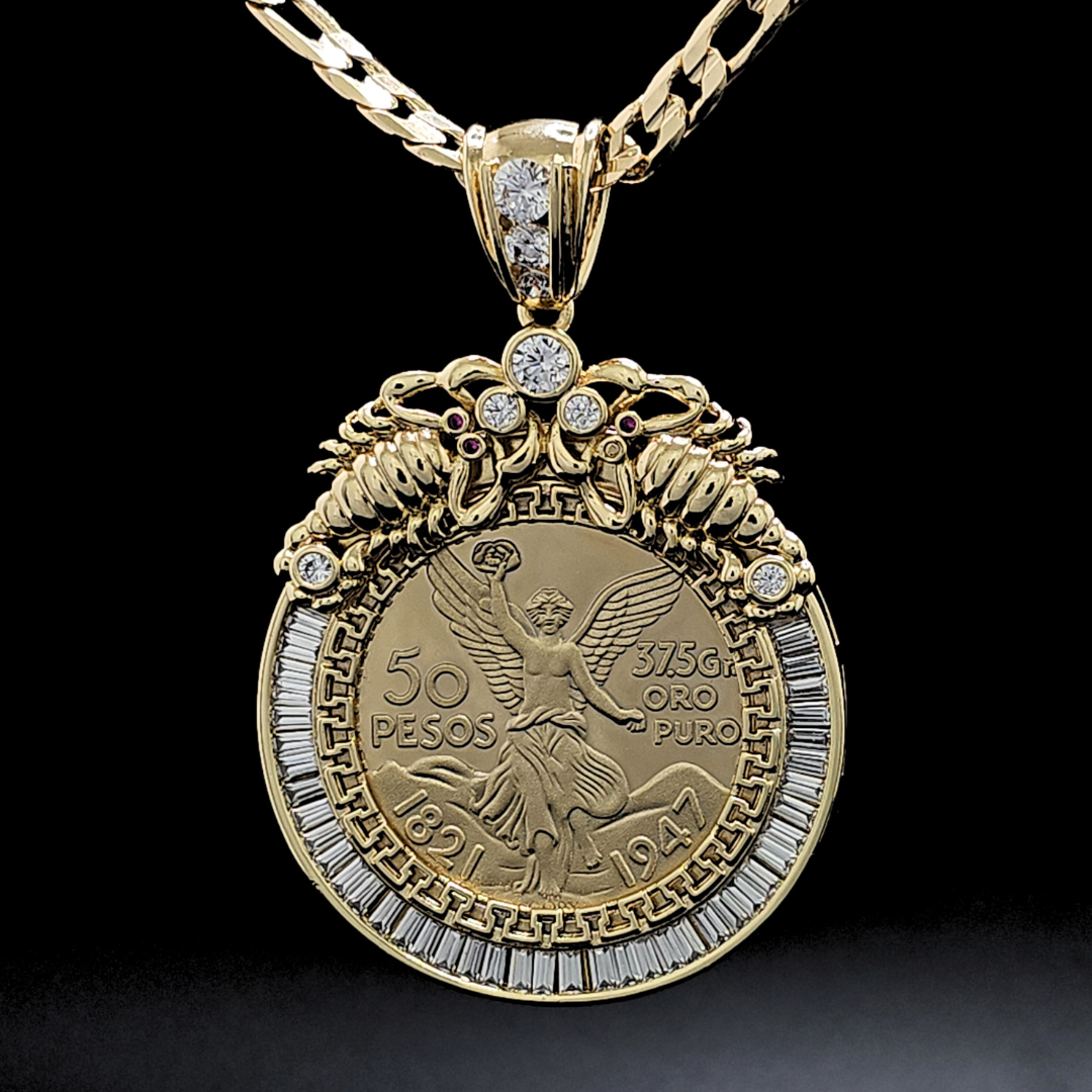 14K Gold Filled 50 Peso Pendant Necklace